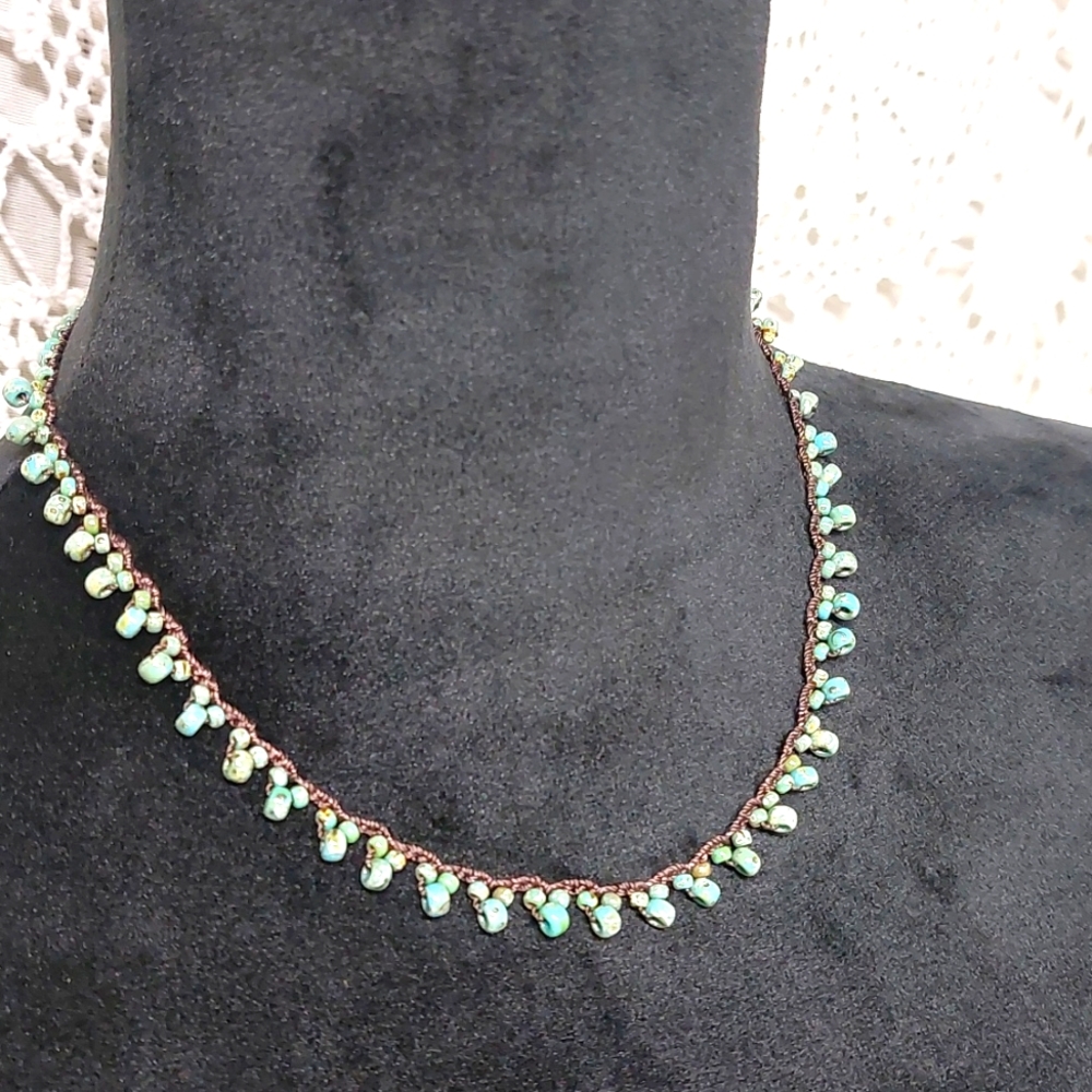 Hand Crafted Turquoise Bead Necklace by Rust Belt Rai… - Picture 6 of 15